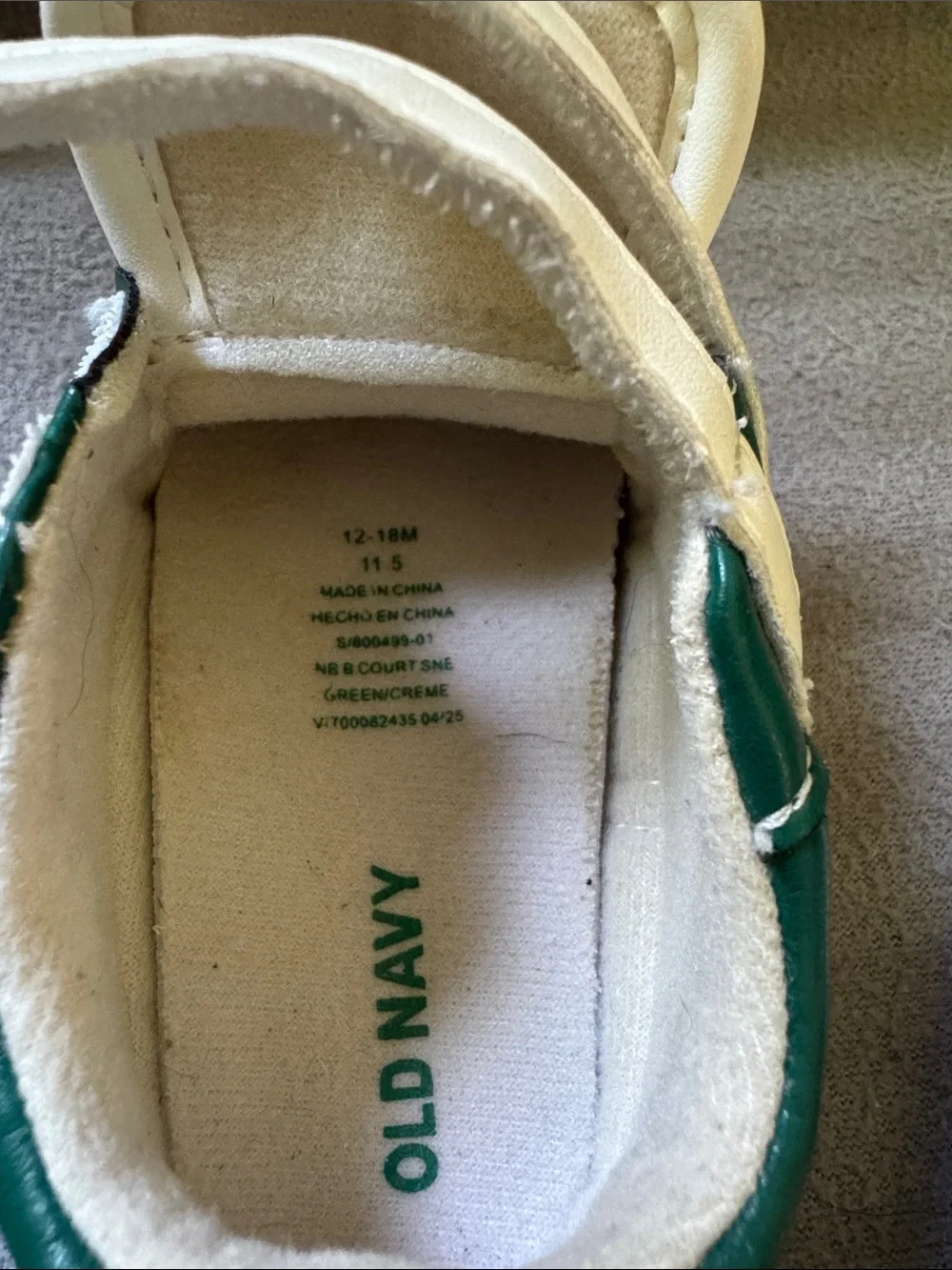 Old Navy White and Green Baby Walker Sneakers with Double Straps